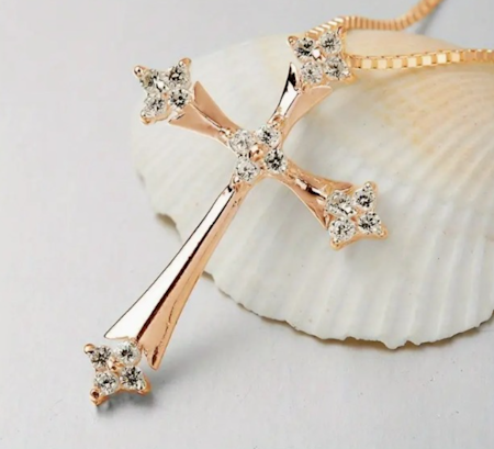 Halsband zirkonkors berlock