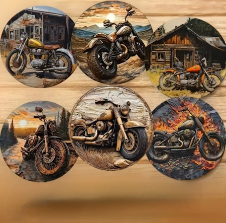 Glasunderlägg motorcykelmotiv