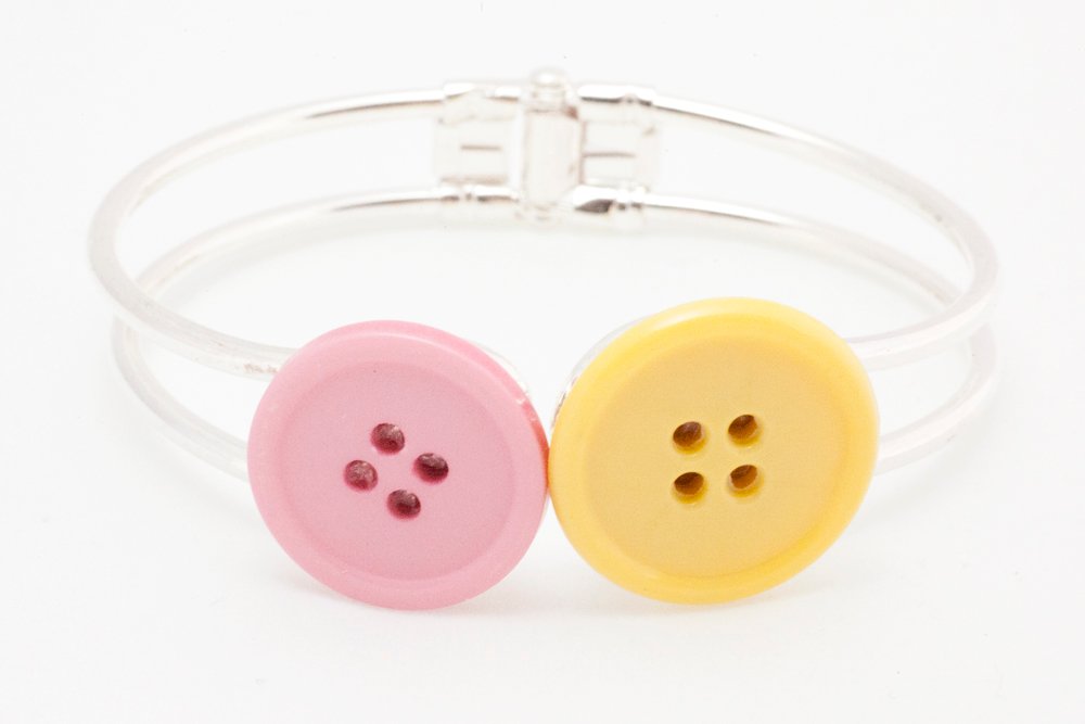 Rosa och gula knappar, armband