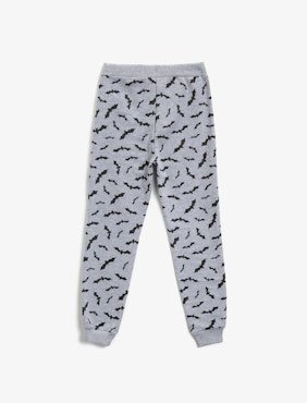 Cotton Printed Jogging Pants - Grey