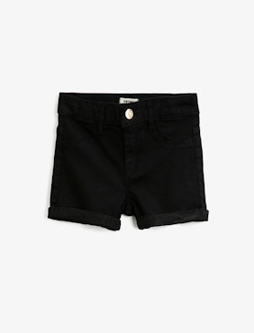 Cotton Jean Shorts - Black