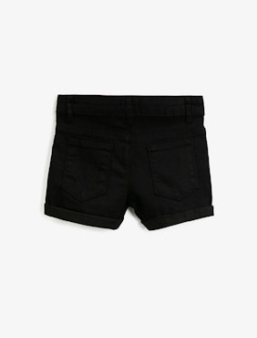 Cotton Jean Shorts - Black
