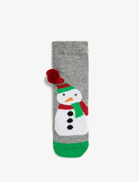 Cotton Snowman Patterned Sock
