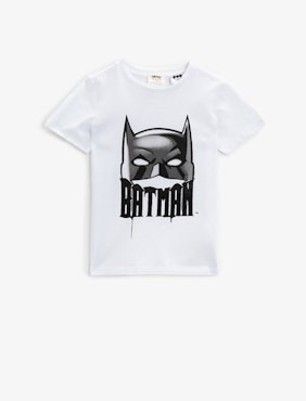 Batman T-Shirt Short Sleeve Licensed Printed Cotton - White