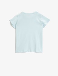 Sequinned T-Shirt Slogan Cotton - Blue