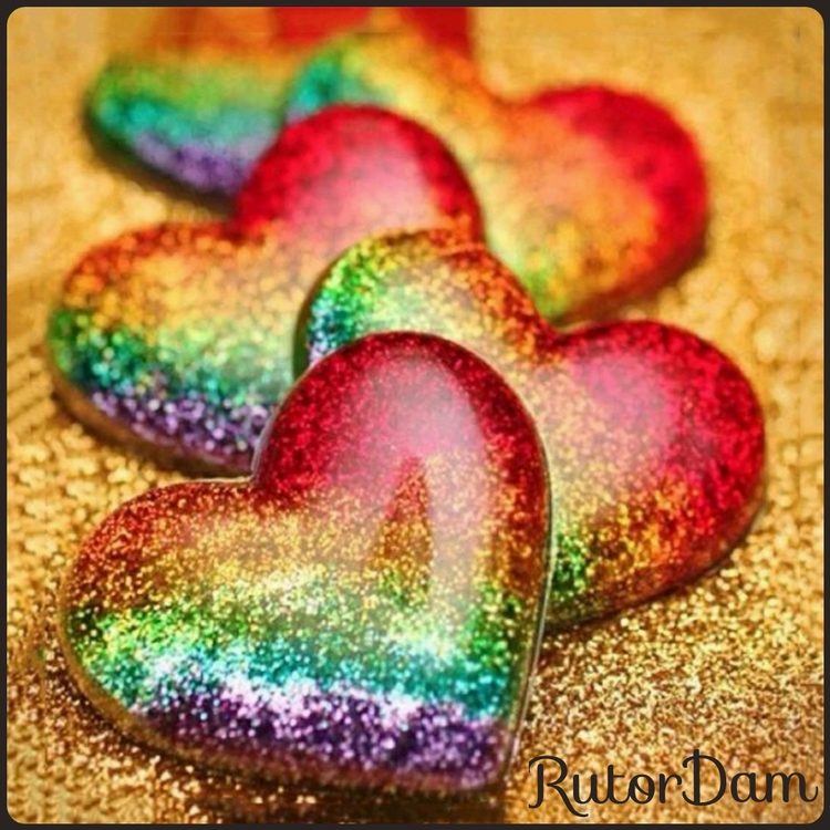 Hearts of the rainbow, 50x50 cm