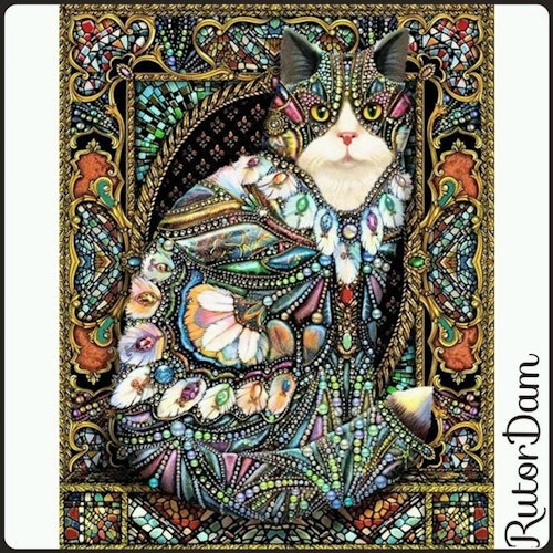 Katten Mosaik, 40x50 cm