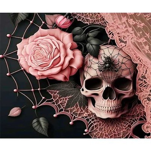 Rose Skull, 50x40 cm
