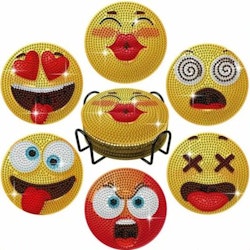 Glasunderlägg Smiley / Emoji 6-pack