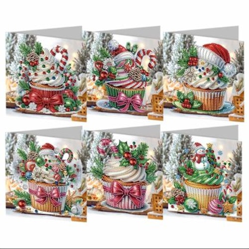 Julkort 6-pack, Christmas Cupcakes
