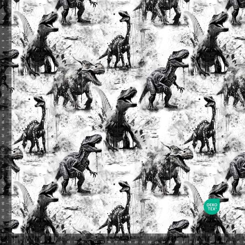 Trikå Dinosaurier svart/vitt