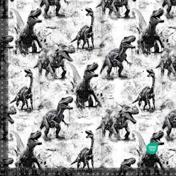 Trikå Dinosaurier svart/vitt