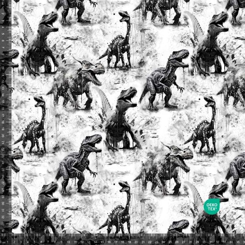 Trikå Dinosaurier svart/vitt