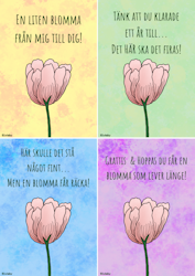 Digitalt grattiskort med blomma och citat
