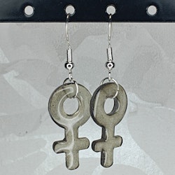 Örhängen med små kvinnosymboler i warm grey 3