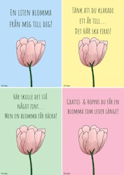 Digitalt grattiskort med blomma och citat
