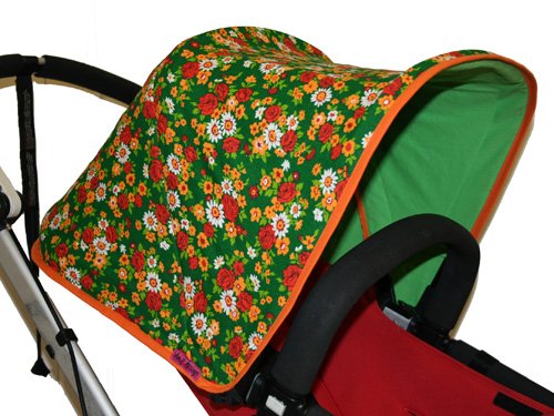 Tyg 70-tal Blommigt  Solskydd barnvagn