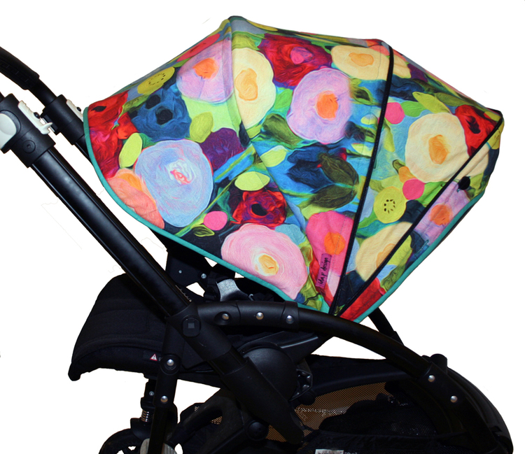 Tyg Blommigt akvarell trikå Solskydd barnvagn
