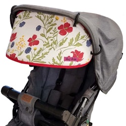 Solskydd barnvagn med midsommarblommor