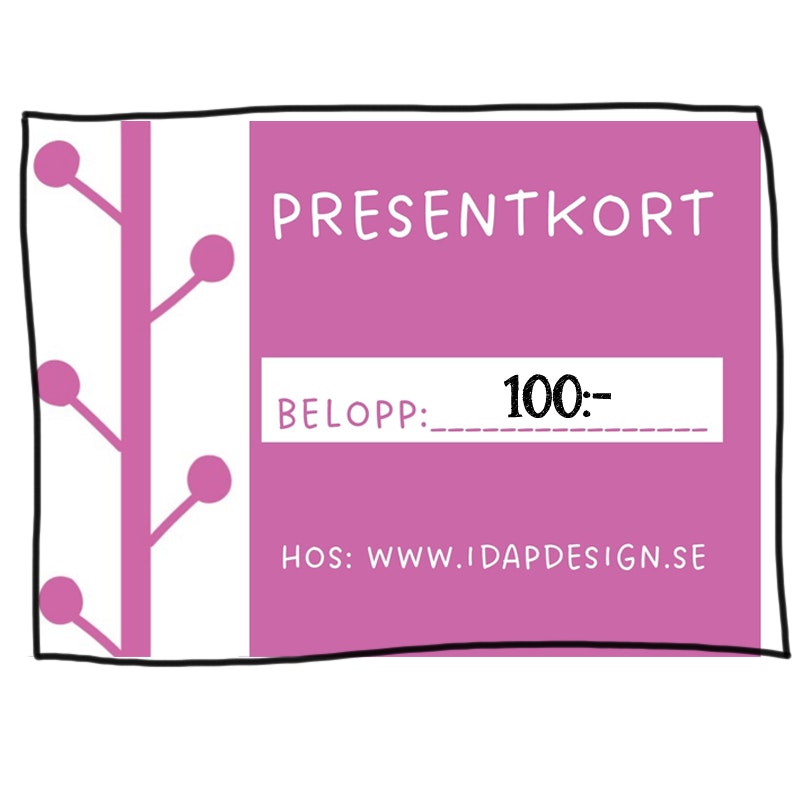 Presentkort hos ida.p design på 100 kr