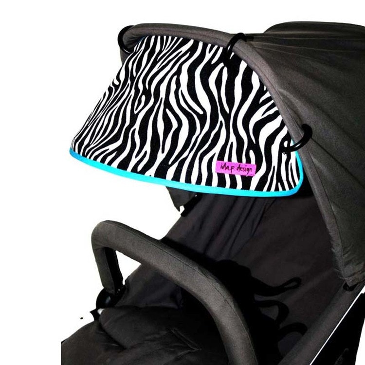 Solskärm med zebratyg. Passar på alla barnvagnar
