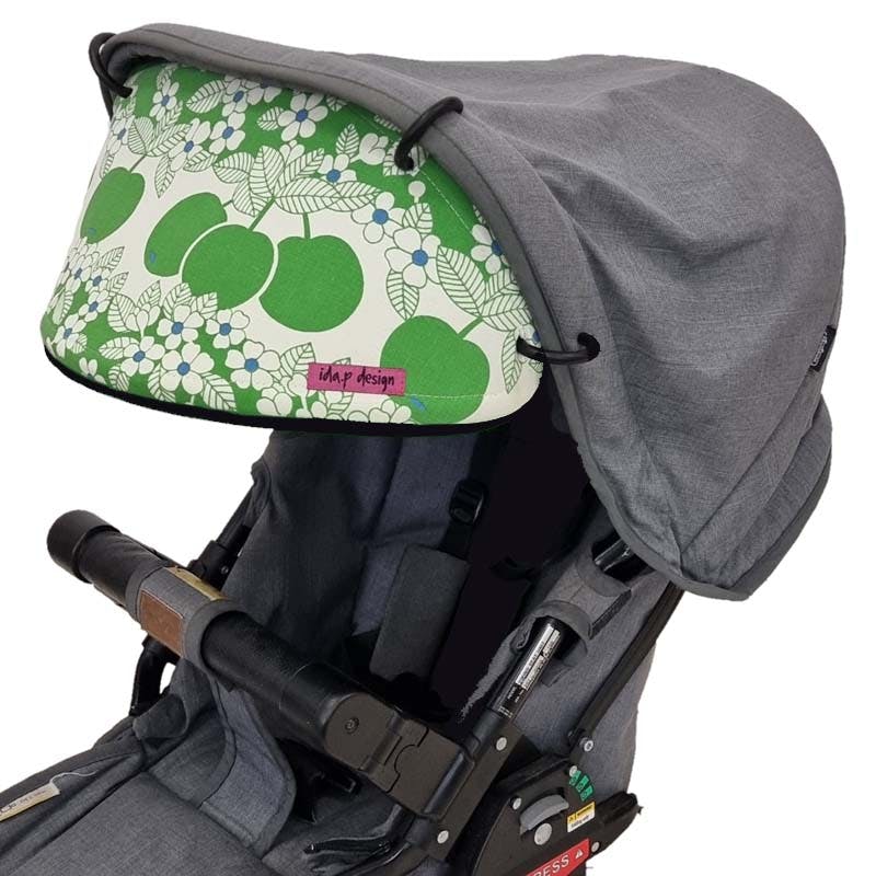 Solskydd barnvagn | Köp solskydd | Solskärm retrotyg äpplen -  Barnvagnstillbehör | barnkläder | Köp hos ida.p design