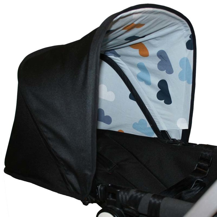 Tyg Ljusblå med moln solskydd barnvagn