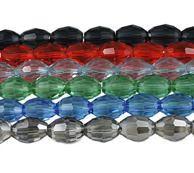 Facetterade ovala glaspärlor i flera färger 6 mm 10-pack