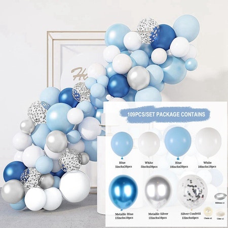 Ballongbåge - Ballongset Blått&Vitt DBS-69 109 delar