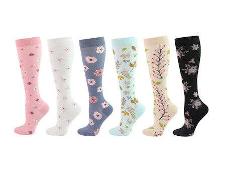 3-Pack Kompressionsstrumpor Natur och Blommor