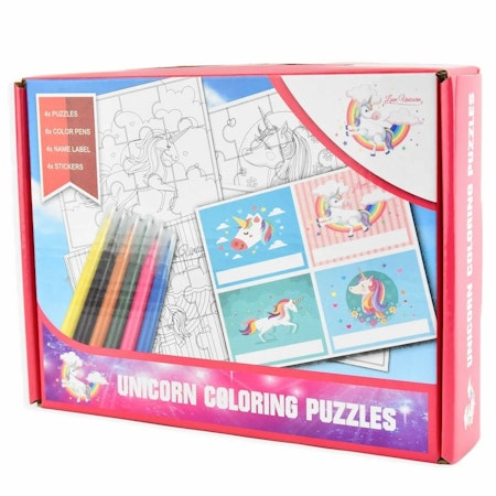 Pussel målarset unicorn - Puzzle coloring set unicorn