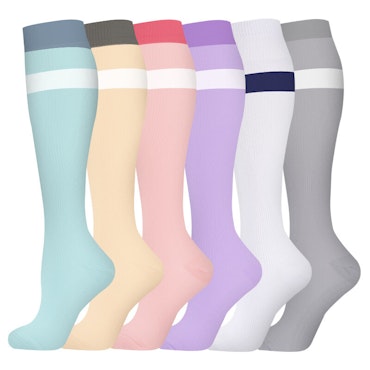 6-Pack Kompressionsstrumpor Pastell Stripe Lyx