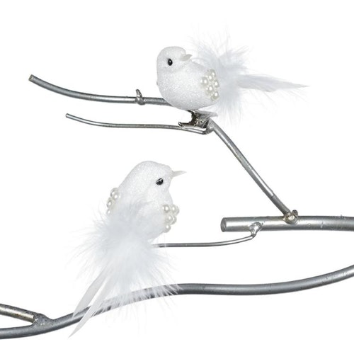 BIRD ON CLIP WH 12CM. 24 st