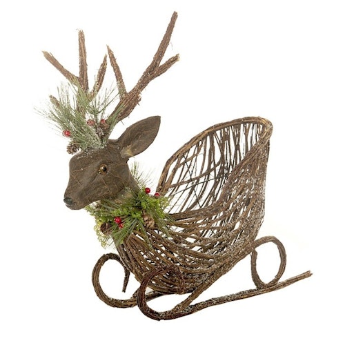 VINE DEER HEAD SLEIGH 62CM