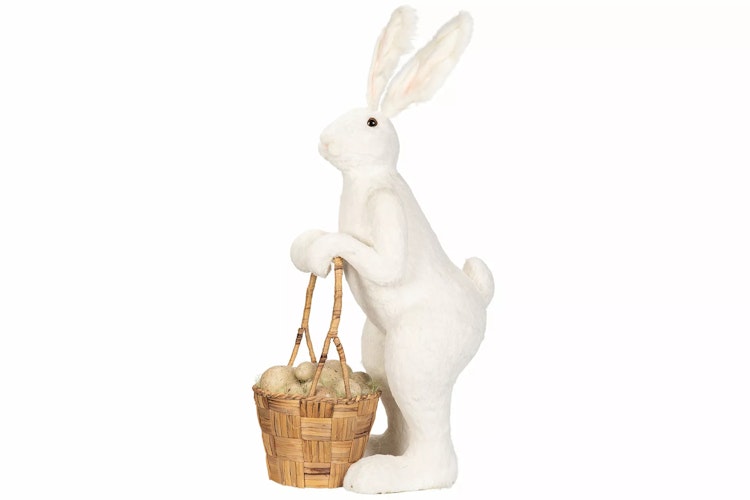 Hare Med Korg Vit Stor 39x60x110cm. Förbeställning