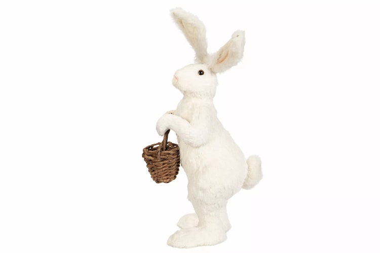 Hare Med Korg Vit 31x36x75cm. Förbeställning