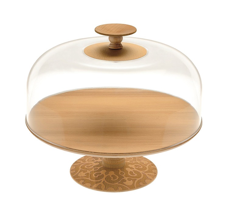 Stand Dressed in wood and Lid in PMMA with knob in beech-wood.
