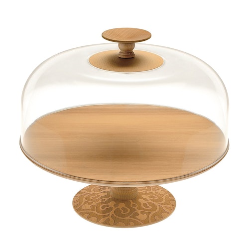 Stand Dressed in wood and Lid in PMMA with knob in beech-wood.