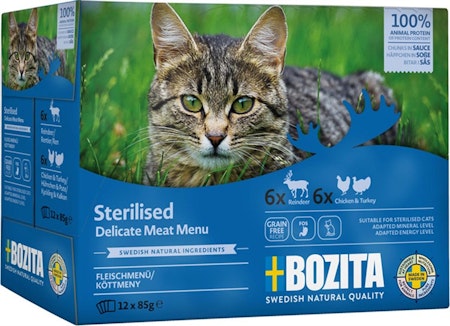 Bozita S Multibox 12x85g Köttmeny i sås Ren kyckling/kalkon /1.02 kg