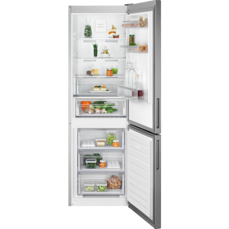Kyl/frys kombi 186 cm Flat Door LNT6ME32U2R Electrolux grå med rostfri look