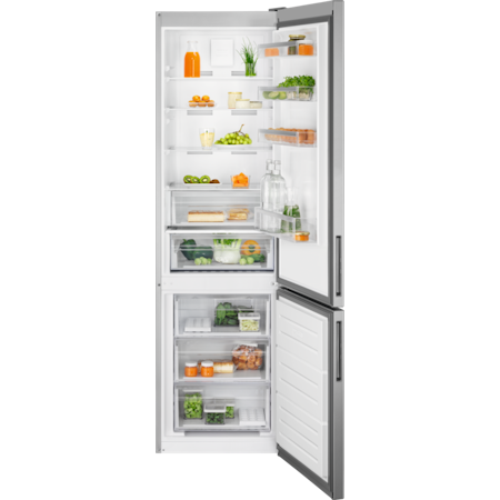 Kyl/frys kombi 201 cm Flat Door  LNT6ME36U2R Electrolux grå med rostfri look