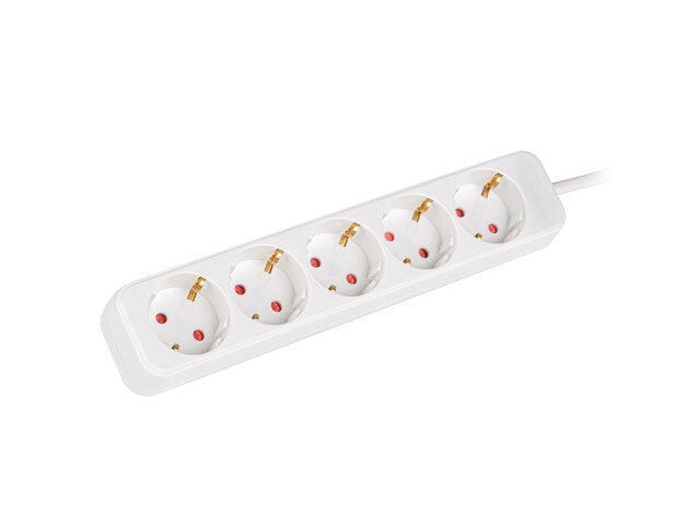 GRENUTTAG LANBERG 3M 5X SCHUKO UTTAG KOPPAR KABEL AV HÖG KVALITET VIT