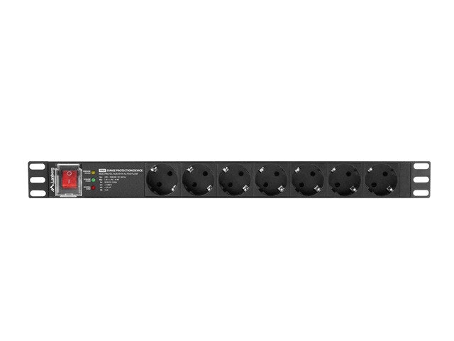 STRÖMFÖRDELNINGSENHET (PDU) PRO 19" LANBERG 1U 16A 2M 7X SCHUKO UTTAG SPD-3MP SVART