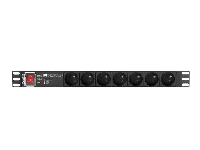 STRÖMFÖRDELNINGSENHET (PDU) PRO 19" LANBERG 1U 16A 2M 7X FRANSKA UTTAG SPD-3MP SVART