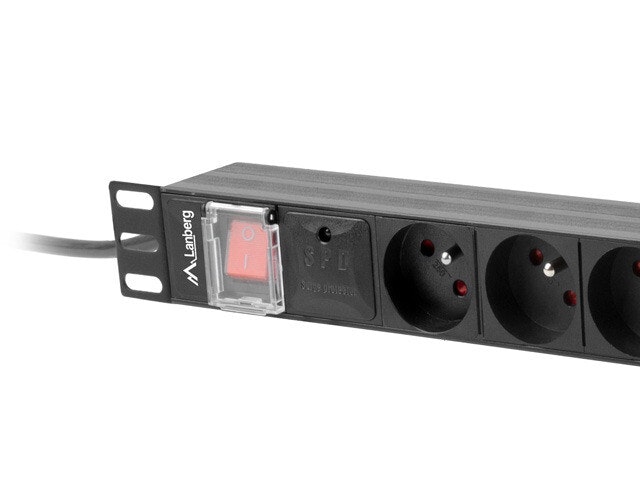 STRÖMFÖRDELNINGSENHET (PDU) 19" LANBERG 1U 16A 2M 8X FRANSKA UTTAG SVART