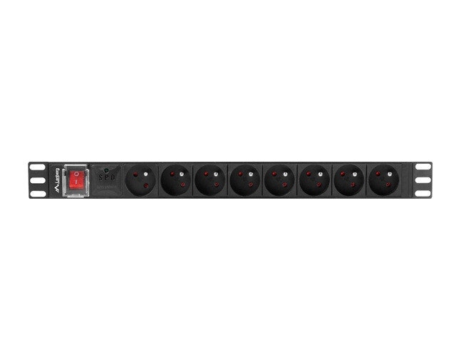 STRÖMFÖRDELNINGSENHET (PDU) 19" LANBERG 1U 16A 2M 8X FRANSKA UTTAG SVART
