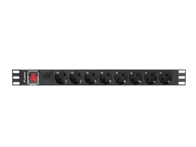 STRÖMFÖRDELNINGSENHET (PDU) 19" LANBERG 1U 16A 2M 8X SCHUKO UTTAG SVART