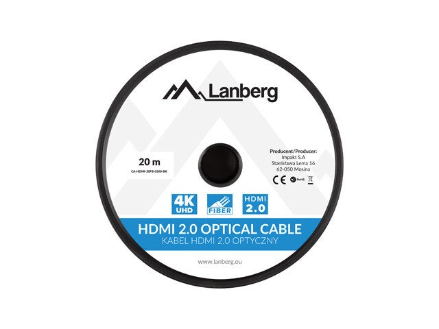 HDMI M/M V2.0 KABEL 20M OPTISK SVART AOC LANBERG