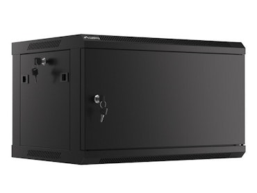 RACKSKÅP 19" VÄGGMONTERAT 6U/600X450 FÖR SJÄLVMONTERING MED METALLDÖRR SVART LANBERG (FLAT PACK)