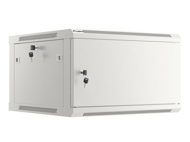 RACKSKÅP 19" VÄGGMONTERAT 6U/600X600 FÖR SJÄLVMONTERING MED METALLDÖRR GRÅ LANBERG (FLAT PACK)